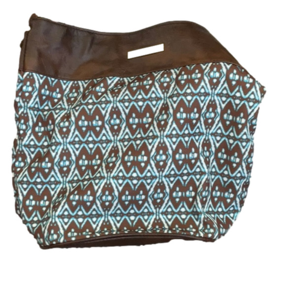 CHRISTIAN SORIANO BROWN FAUX LEATHER AND PATTERN PURSE - Picture 1 of 4